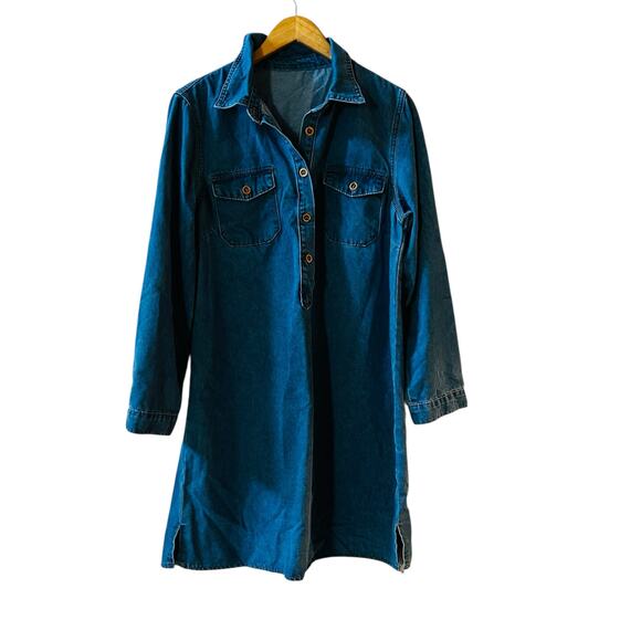 Emery Rose Tops - Emery Rose Chambray Long Sleeve Tunic Top Size L Large NWT Blue